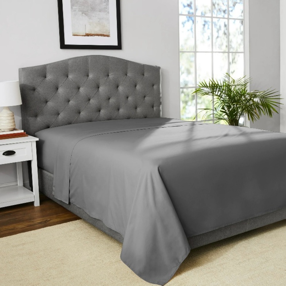 Mainstays 300 Thread Count Solid Gray CVC Cotton Blend Flat Sheet, Twin/Twin XL